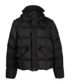 Ten C Padded Hooded Drawstring Jacket In Black