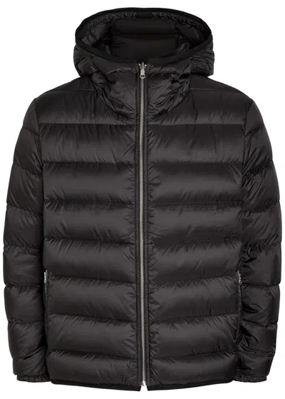 Ten C Padded Hooded Nylon Jacket In Black