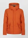 Ten C Padded Quilted Parka With Hood And Pockets In Orange