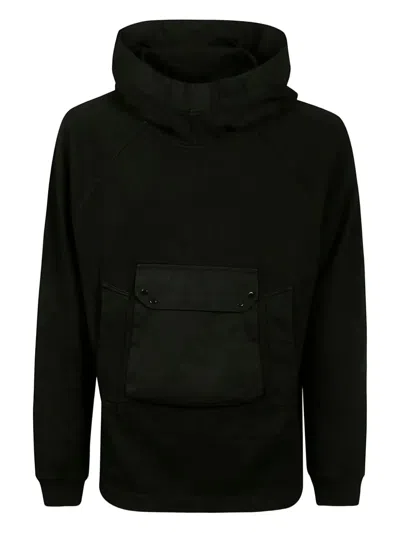 Ten C Pocketed Cotton-blend Hoodie In Black