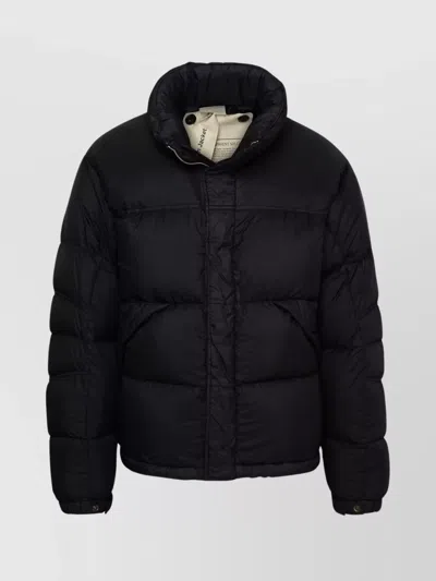 Ten C Puffer Jacket With High Collar And Elasticated Cuffs In Black