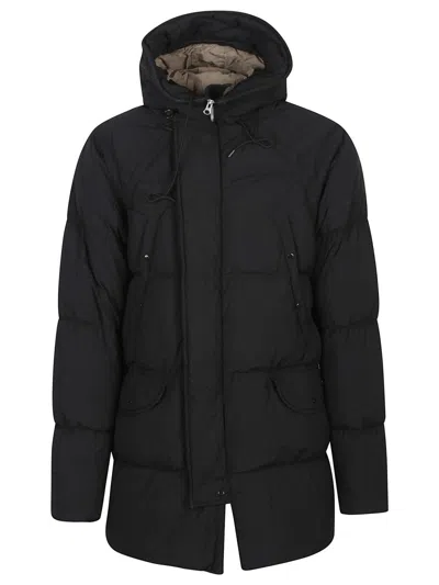 TEN C QUILTED BLACK DECK DOWN PARKA WITH MATTE FINISH