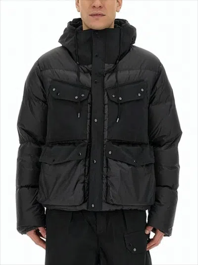 Ten C Quilted Black Down Jacket With Adjustable Hood