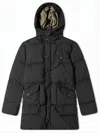Ten C Quilted Down Coat With Hood And Functional Pockets In Black