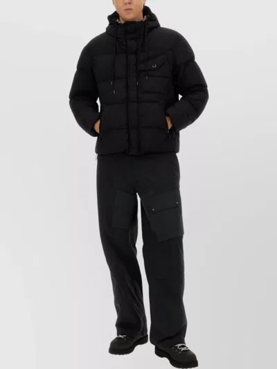Ten C Quilted Hooded Jacket Pockets In Black