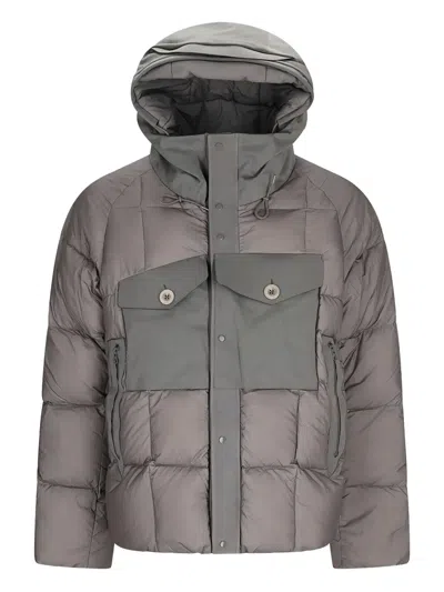Ten C Quilted Panelled Puffer Jacket In Gray