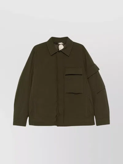 Ten C Quilted Shirt Jacket Multiple Pockets In Green