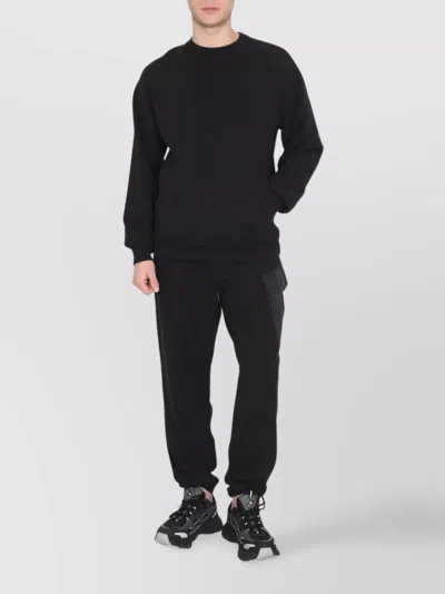 Ten C Raglan Sleeve Crewneck Sweatshirt With Patch Detail