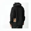 Ten C Relaxed-fit Black Hoodie With Distinctive Side Patch In White