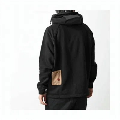 Ten C Relaxed-fit Black Hoodie With Distinctive Side Patch In White