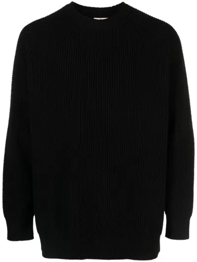 Ten C Relaxed Fit Textured Knit Sweater In Black