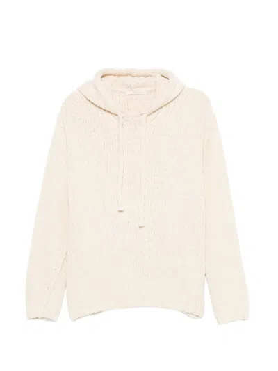Ten C Ribbed-knit Drawstring Hoodie In Neutral