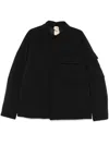 Ten C Pocketed Collared Shirt Jacket In Black