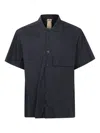 Ten C Button-down Black Cotton Shirt With Minimalist Design