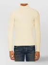 Ten C Slim Fit Wool Turtleneck Sweater In Neutral