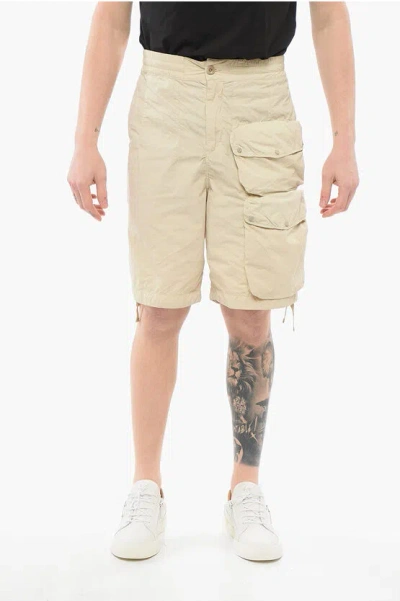Ten C Solid Color Nylon Cargo Shorts In Neutral