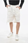 Ten C Solid Color Nylon Cargo Shorts With Belt Loops In White