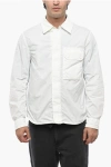 Ten C Solid Color Overshirt With Hidden Closure And Breast Pocket In White