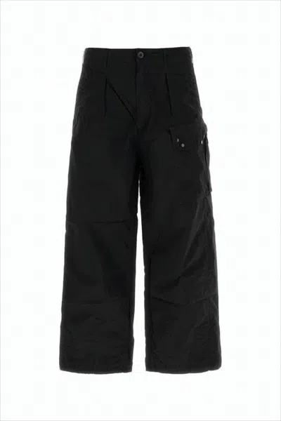 Ten C Straight-leg Pants With Wide Design And Side Pockets In Black