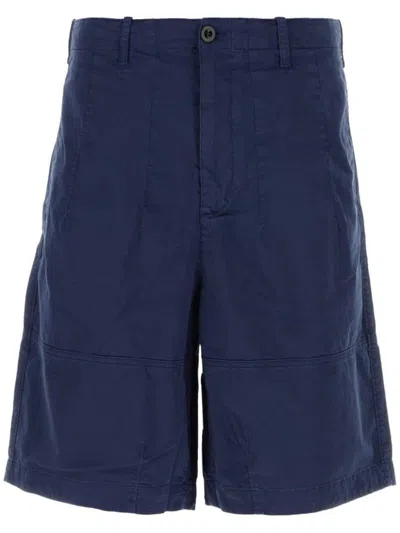 Ten C Stretch Cotton Bermuda Shorts With Pockets And Loops In Blue