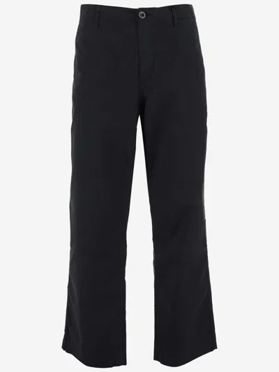Ten C Stretch Cotton Logo Pants In Black