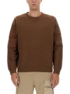 Ten C Logo Crew Neck Sweater In Brown