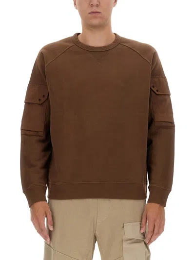 Ten C Sweatshirt With Logo In Brown