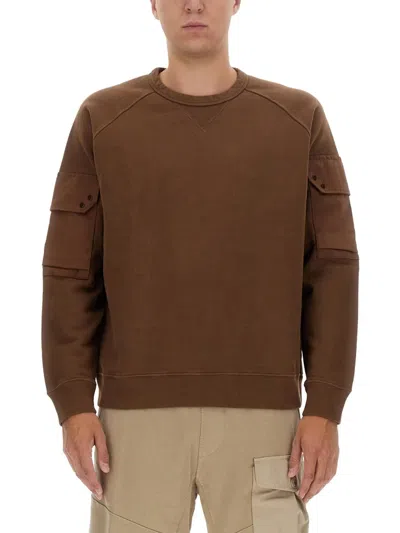 Ten C Sweatshirt With Logo In Brown
