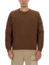 Ten C Logo Crew Neck Sweater In Brown