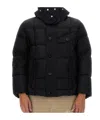 Ten C Hooded Padded Quilted Jacket Pockets In Black