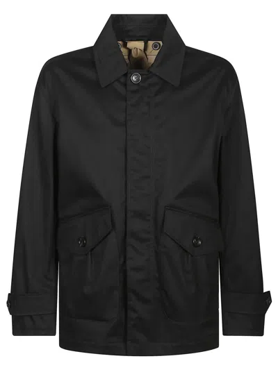 TEN C TAILORED BLACK SURCOAT WITH BUTTON CLOSURE