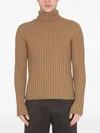Ten C Ribbed Turtleneck Sweater Long Sleeves In Brown