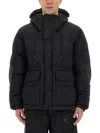 Ten C Black Padded Jacket With High Collar In Black