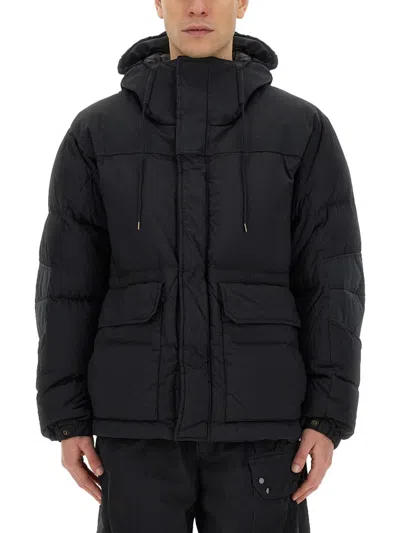 Ten C Vail Combo Hooded Down Jacket In Black