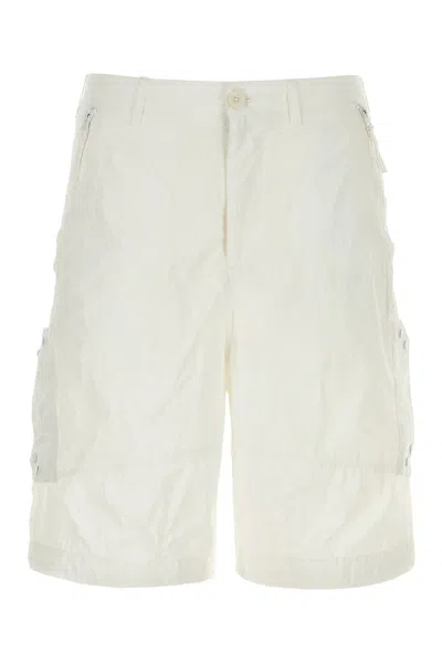 TEN C WHITE NYLON BERMUDA SHORTS