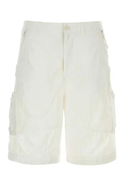 Ten C White Nylon Bermuda Shorts In Neutral
