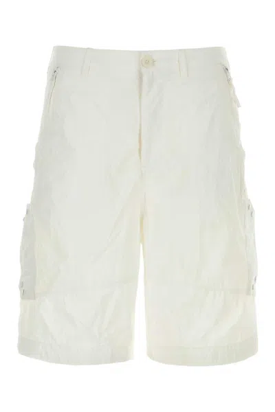 TEN C WHITE NYLON BERMUDA SHORTS
