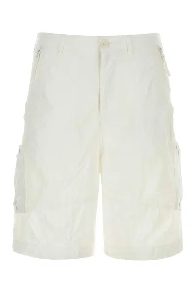 Ten C White Nylon Bermuda Shorts