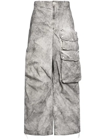 Ten C Wide-leg Cotton Cargo Trousers In Grey