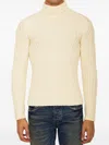 Ten C Slim Fit Wool Turtleneck Sweater In White