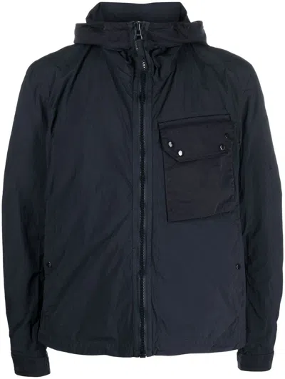 Ten C Zipped-up Chest-pocket Jacket In Blue