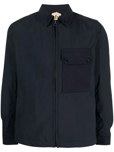 Ten C Zip-up Shirt Jacket In Black Technical Fabric