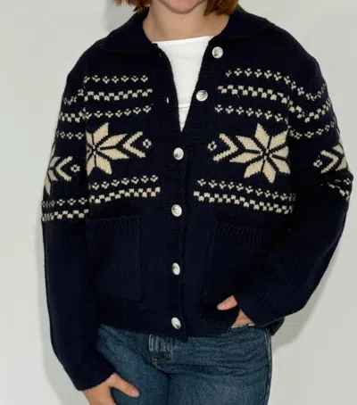 Ten Sixteen The Chalet Cardigan In Navy/white In Multi