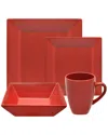 Ten Strawberry Street 16pc Nova Red Square Dinnerware Set