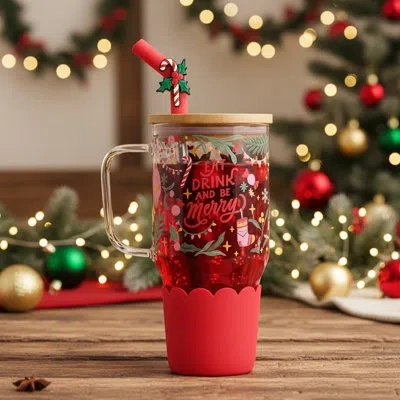 Ten Strawberry Street 10 Strawberry Street Adria Hydration Tumbler, Be Merry In Red