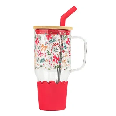 Ten Strawberry Street 10 Strawberry Street Adria Hydration Tumbler, Christmas Bow In Red