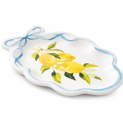 Ten Strawberry Street 10 Strawberry Street Amalfi Lemon Ribbon Oval Platter, 14" X 10" In Multi