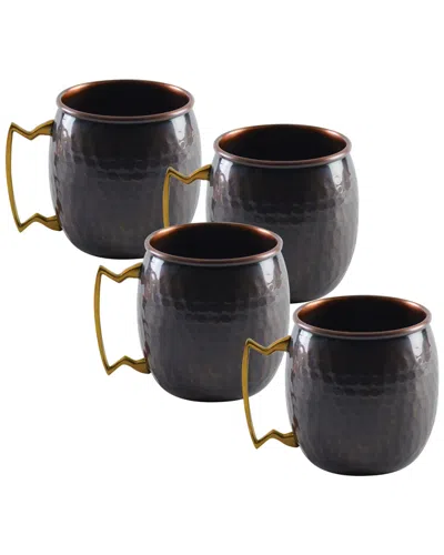 Ten Strawberry Street Antique Set Of Four 2oz Mini Copper Mugs