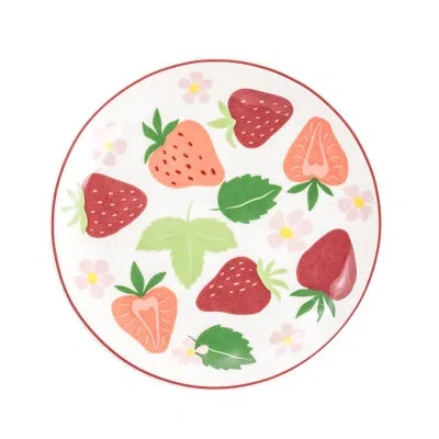 Ten Strawberry Street 10 Strawberry Street Bella Appetizer Plates, Strawberries In Red