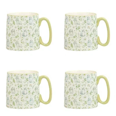 Ten Strawberry Street 10 Strawberry Street Bella Mug, Bright Flowers, Set Of 4 In Yellow